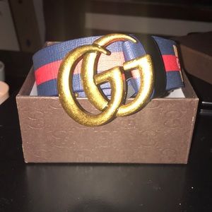 Leather belt with Double G buckle